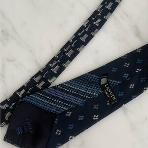 Lanvin Dark Blue Geometric Men's Tie